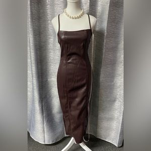Missguided brown leather dress
